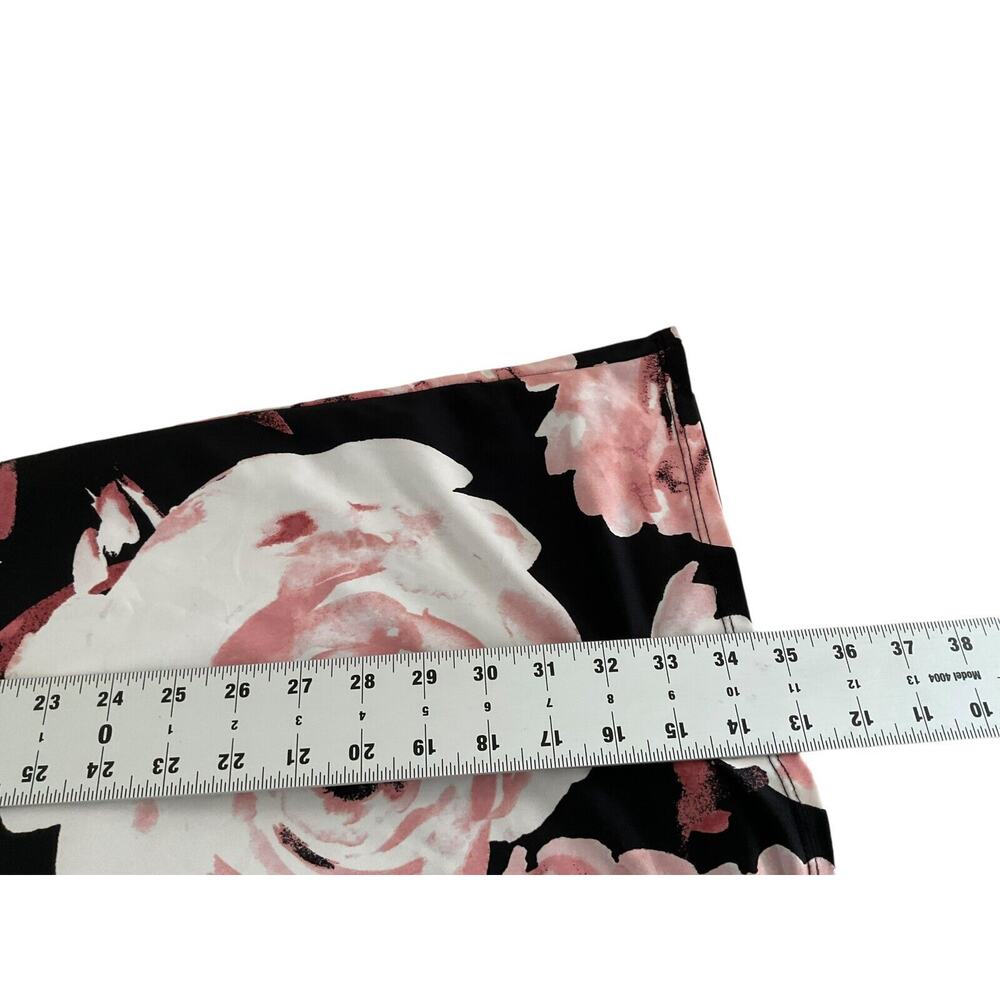 Cato L Black Pink Floral Puff Sleeve Dress Polyester Spandex Keyhole Back - Picture 6 of 13